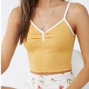 Forever 21 medium Yellow Contrast-Trim Cropped